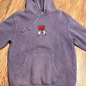 Keith Haring Purple acid wash Hoodie
